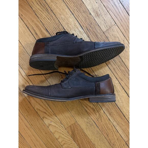 Men’s Size 9 Bullboxer Shoes Casual Cap Toe Oxford Brown Leather Lace Up Low Top - Picture 2 of 6